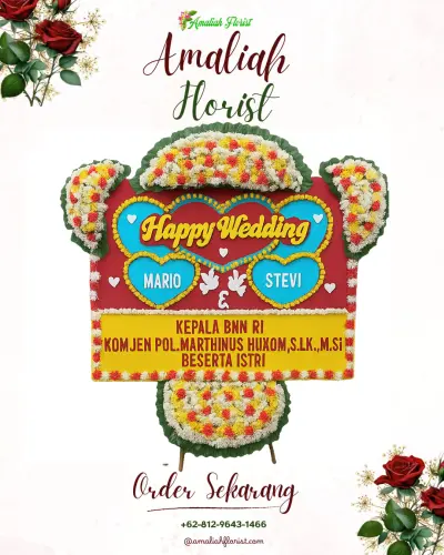 Karangan Papan Bunga Pernikahan di Ambowetan